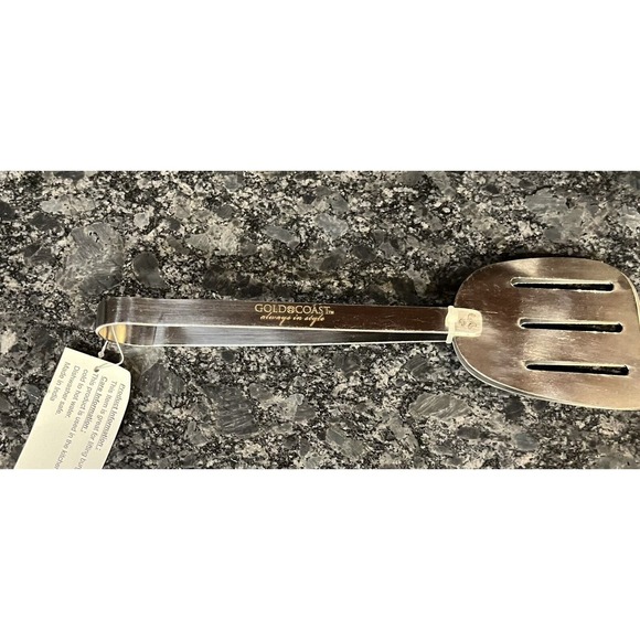 Gold Coast 9 3/4” Stainless Steel Dual Slotted Spatula Tongs - Picture 1 of 5
